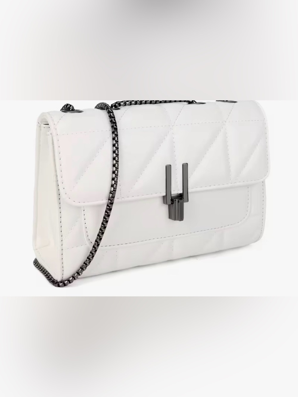 🌻NEW🌻Quilted White Crossbody Bag with Gunmetal Chain